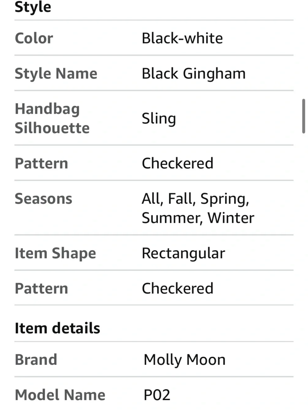 MOLLY MOON NWT gingham Quilted Tote Bag -black/white